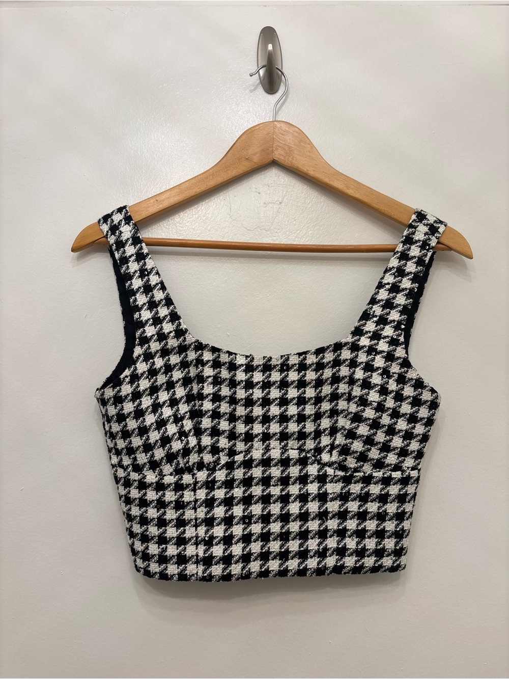 Jason Wu Black & White Houndstooth Cropped Tank